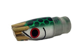 Matsu Slant Cut  Fish Head Jetted-  Green Black Dot